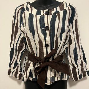 Zara Linen Jacket with Tie - XL